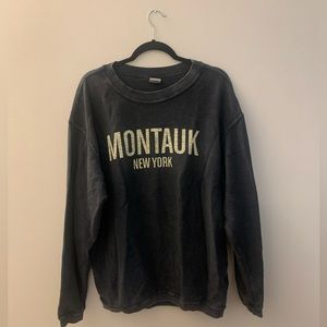vintage inspired montauk ribbed crewneck sweatshirt in navy
